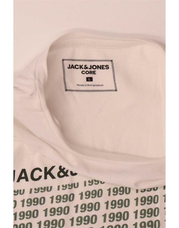 Jack & Jones T-shirt grafica da uomo grande in cotone bianco