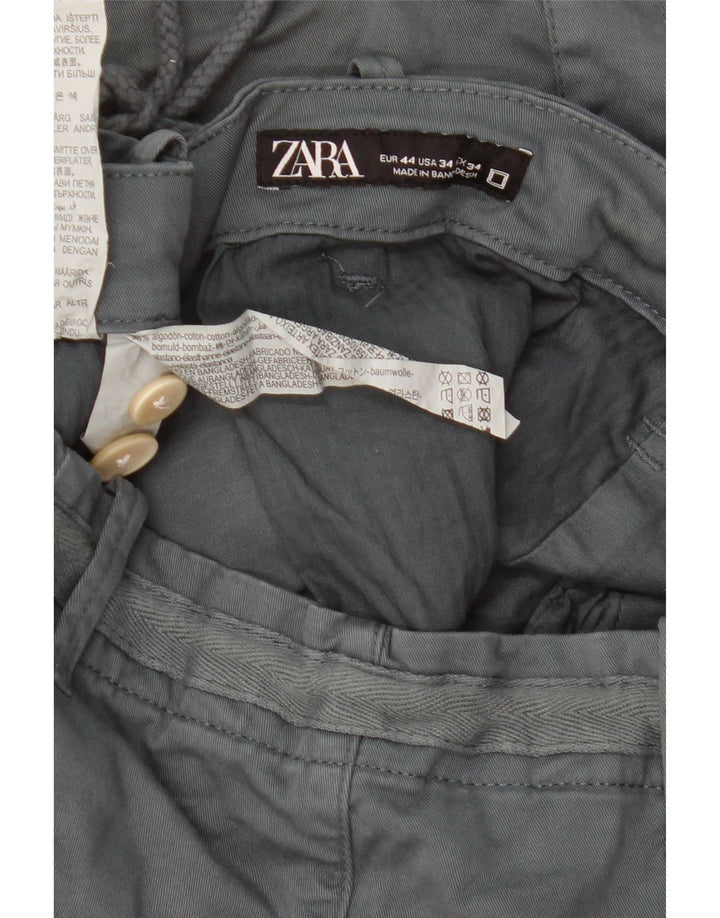 Pantaloncini chino da uomo Zara EU 44 Large W34 cotone grigio