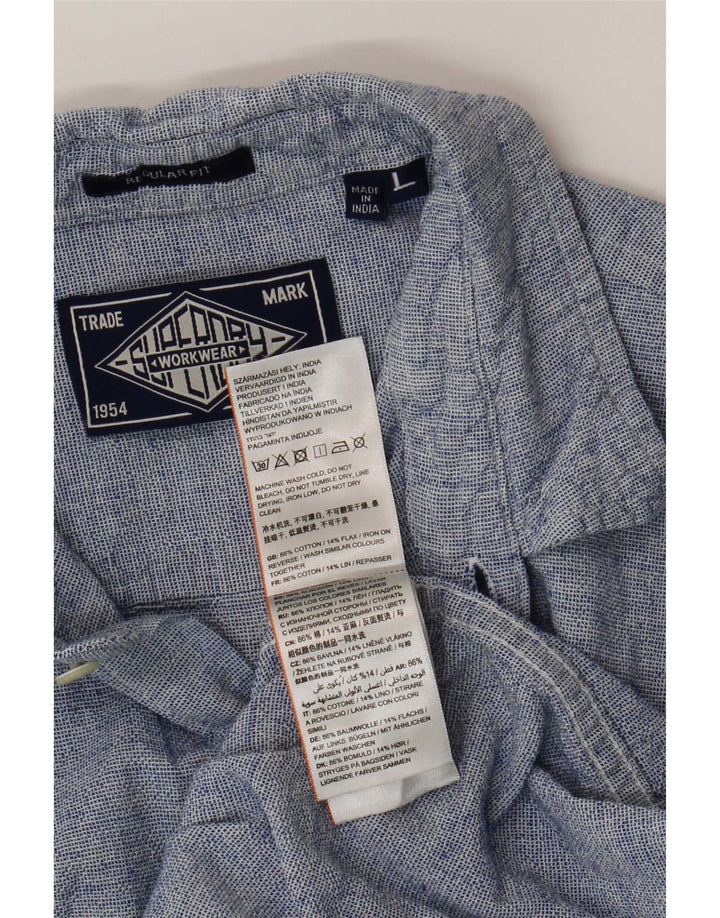 Camicia da uomo Regular Fit Superdry Large in cotone blu