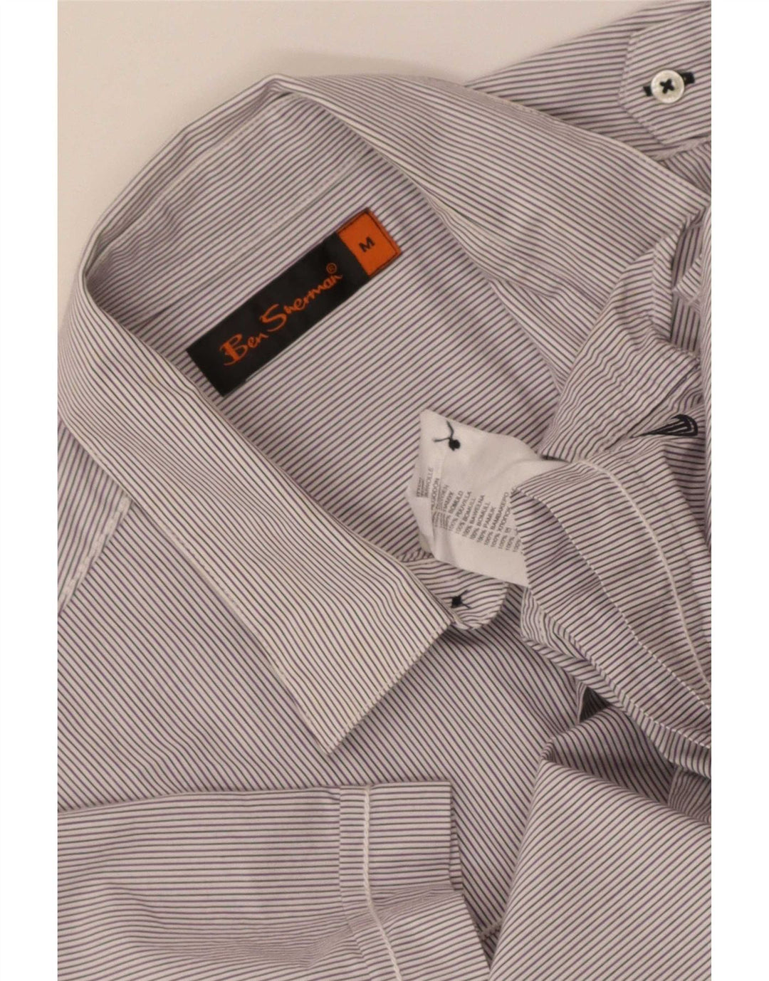 Camicia militare a maniche corte da uomo Ben Sherman in cotone a righe grigio medio