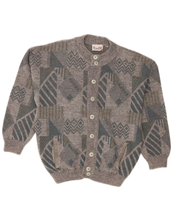 Maglione cardigan ampio da uomo Gianni, grigio medio geometrico