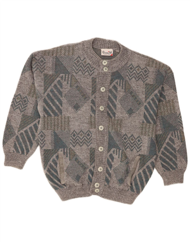 Maglione cardigan ampio da uomo Gianni, grigio medio geometrico