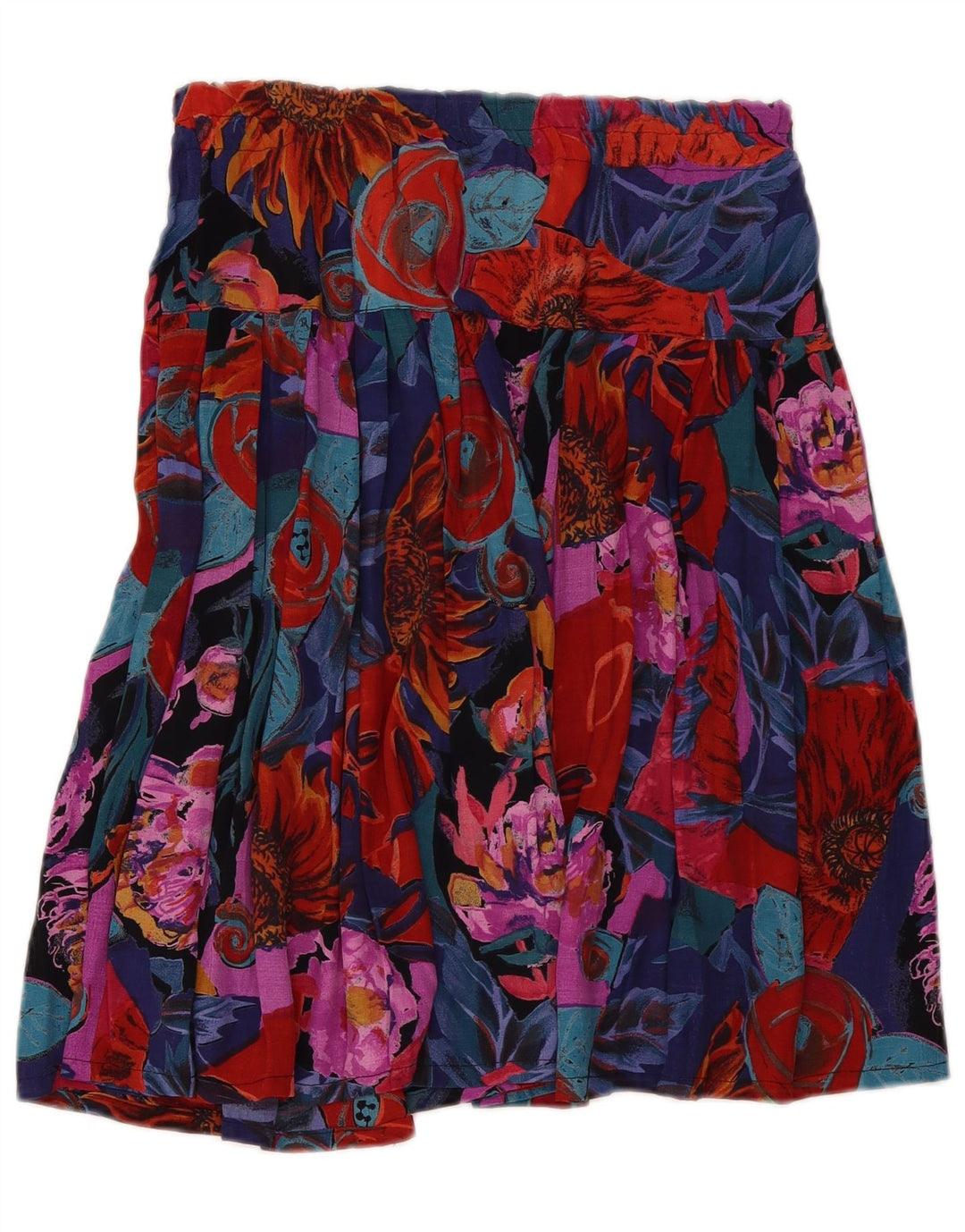 Gonna a pieghe vintage da donna W30 media floreale multicolore