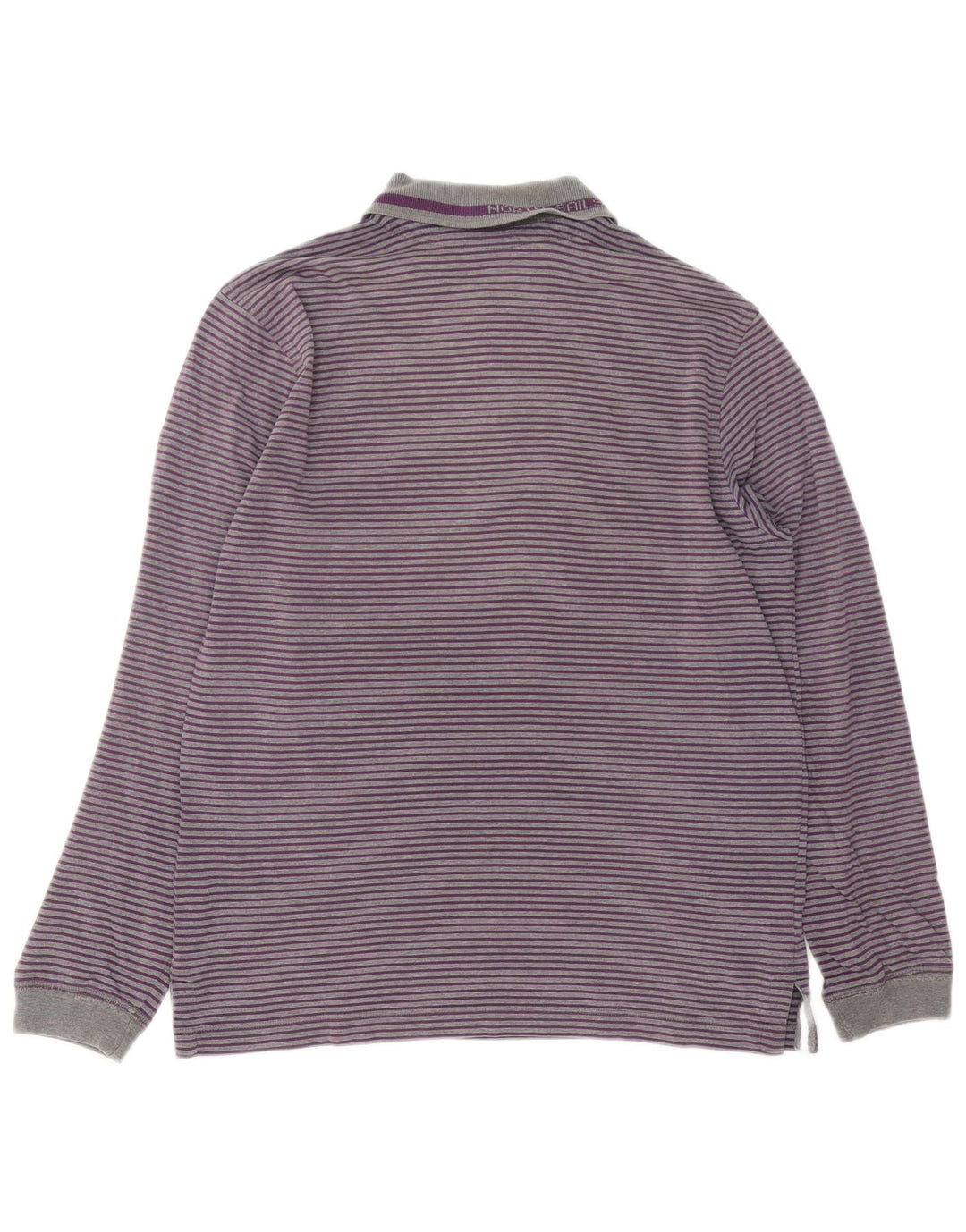 Polo da uomo a maniche lunghe North Sails in cotone gessato grigio medio