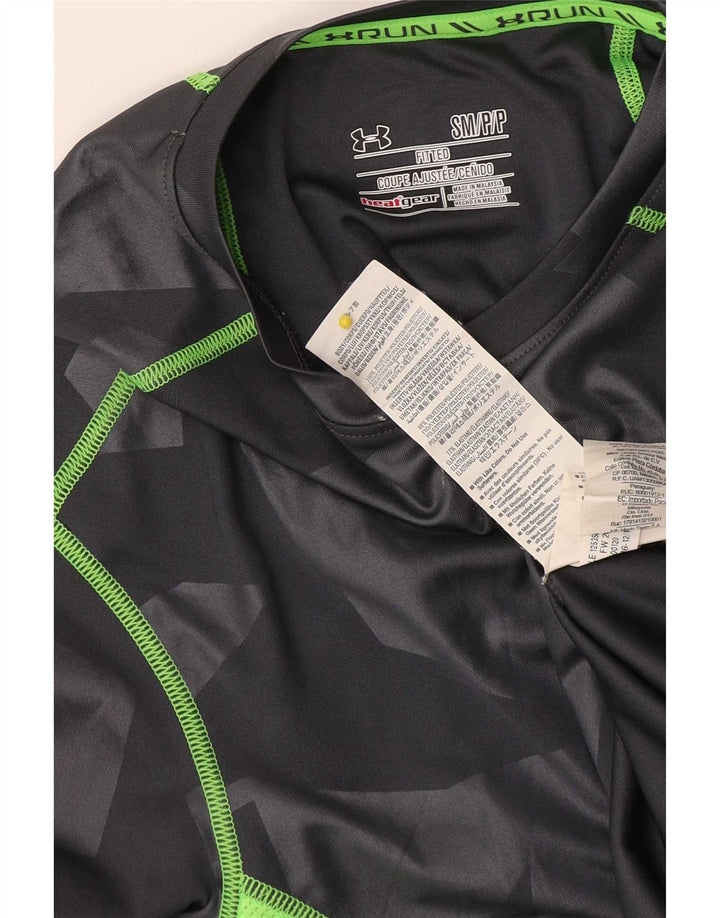 Under Armour Mens Heat Gear Top manica lunga piccolo poliestere geometrico grigio