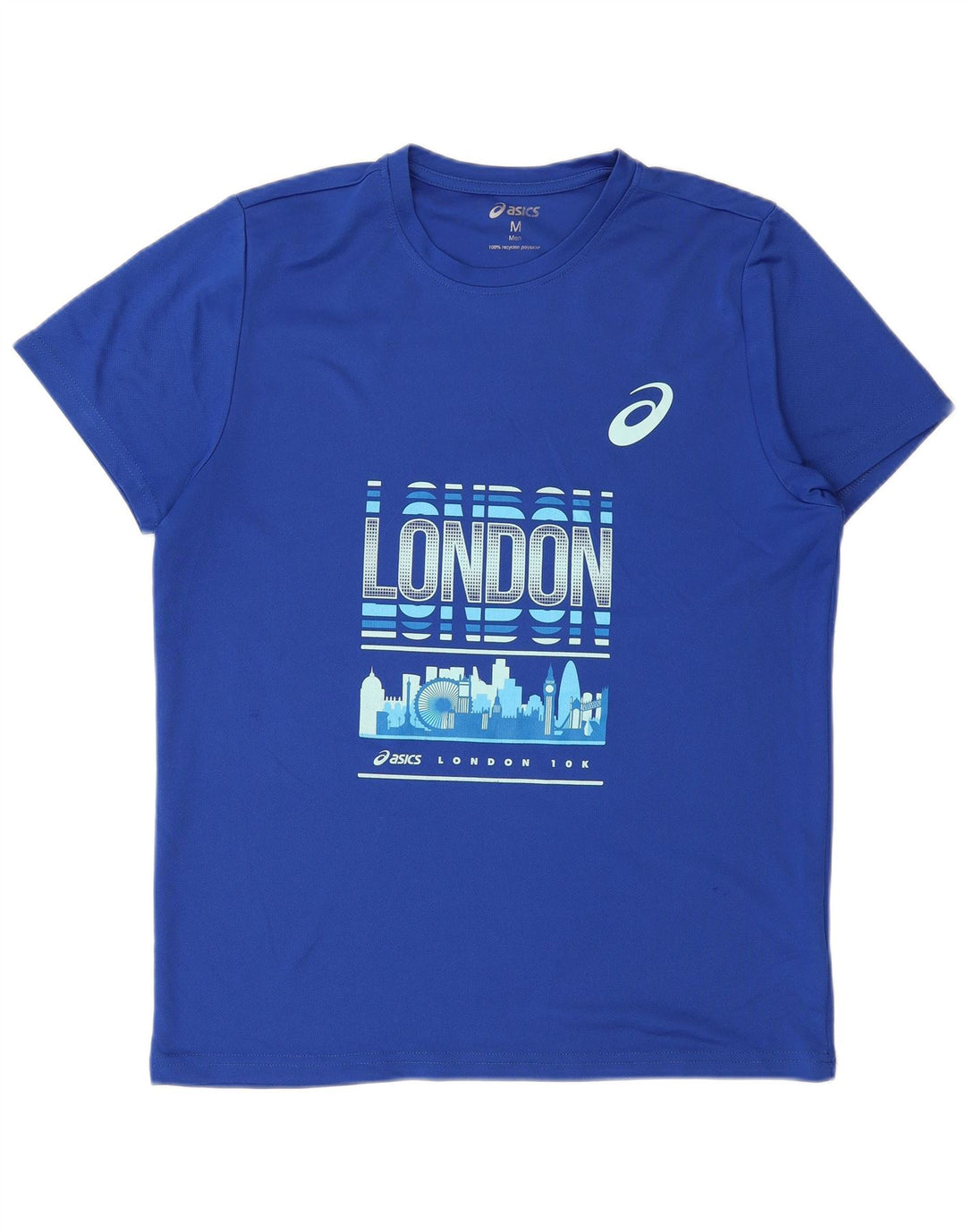 T-shirt grafica da uomo Asics London Top in poliestere blu medio