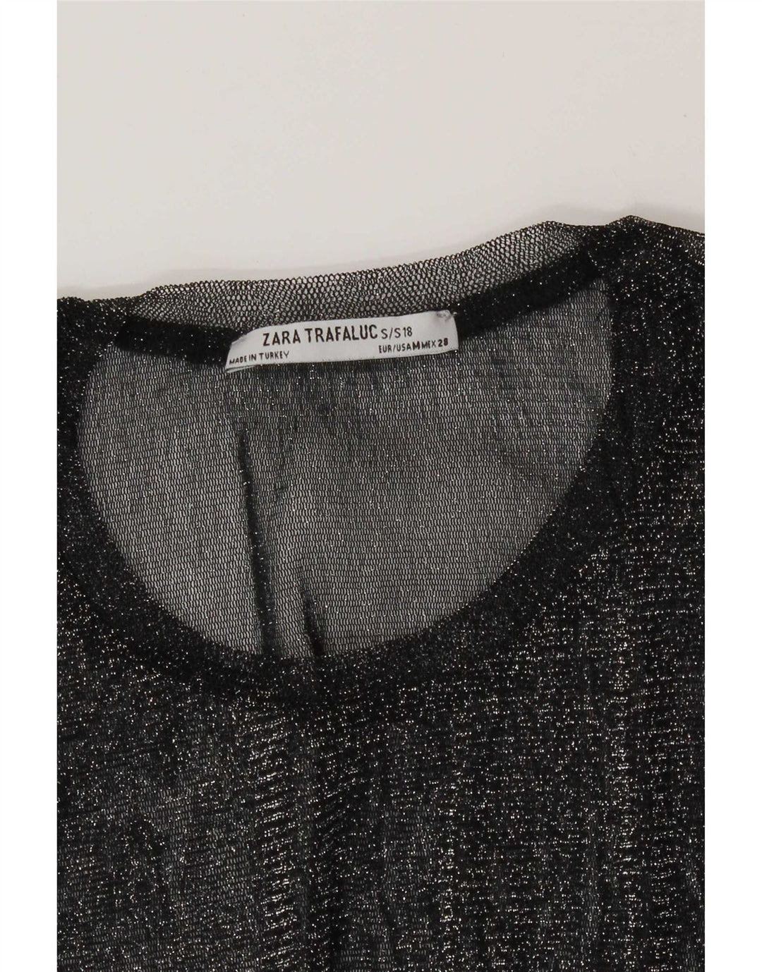 Top trasparente Zara Trafaluc da donna UK 12 medio nero