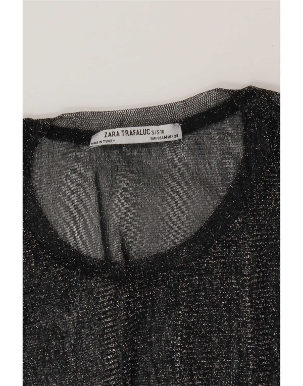 Top trasparente Zara Trafaluc da donna UK 12 medio nero