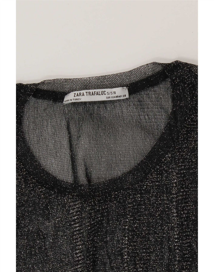 Top trasparente Zara Trafaluc da donna UK 12 medio nero
