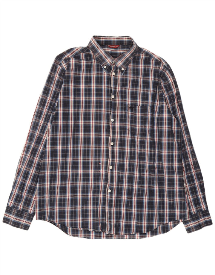 Camicia da uomo Carrera 2XL a quadri blu navy