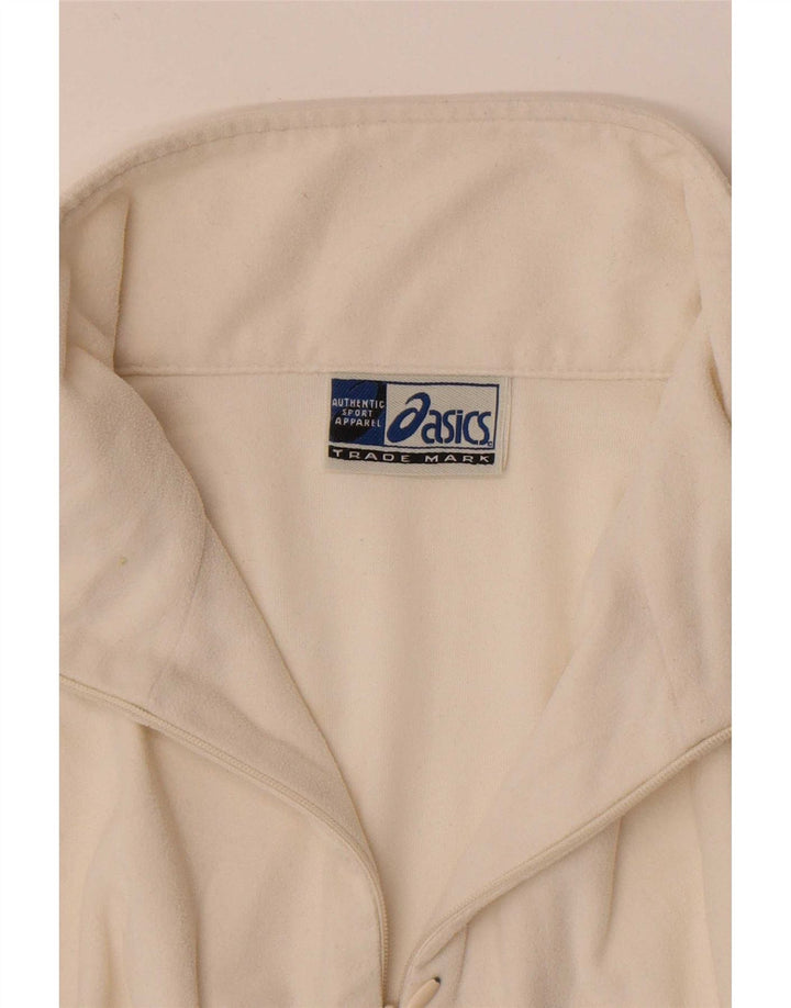 Maglione in pile da donna Asics con collo con zip UK 14 poliestere bianco medio