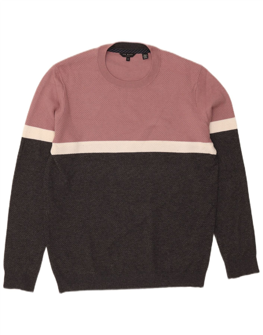Maglione maglione girocollo da uomo Ted Baker taglia 3 blocco colore nero medio