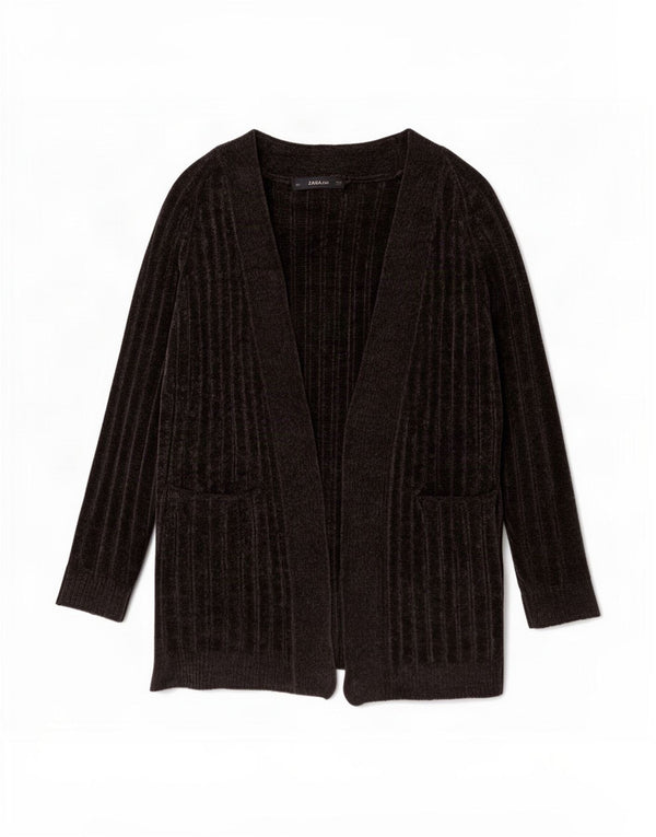 Maglione cardigan lungo oversize da donna Zara UK 14 blu navy medio