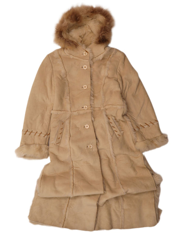 Soprabito sherpa con cappuccio da donna VINTAGE UK 14 Acrilico beige medio