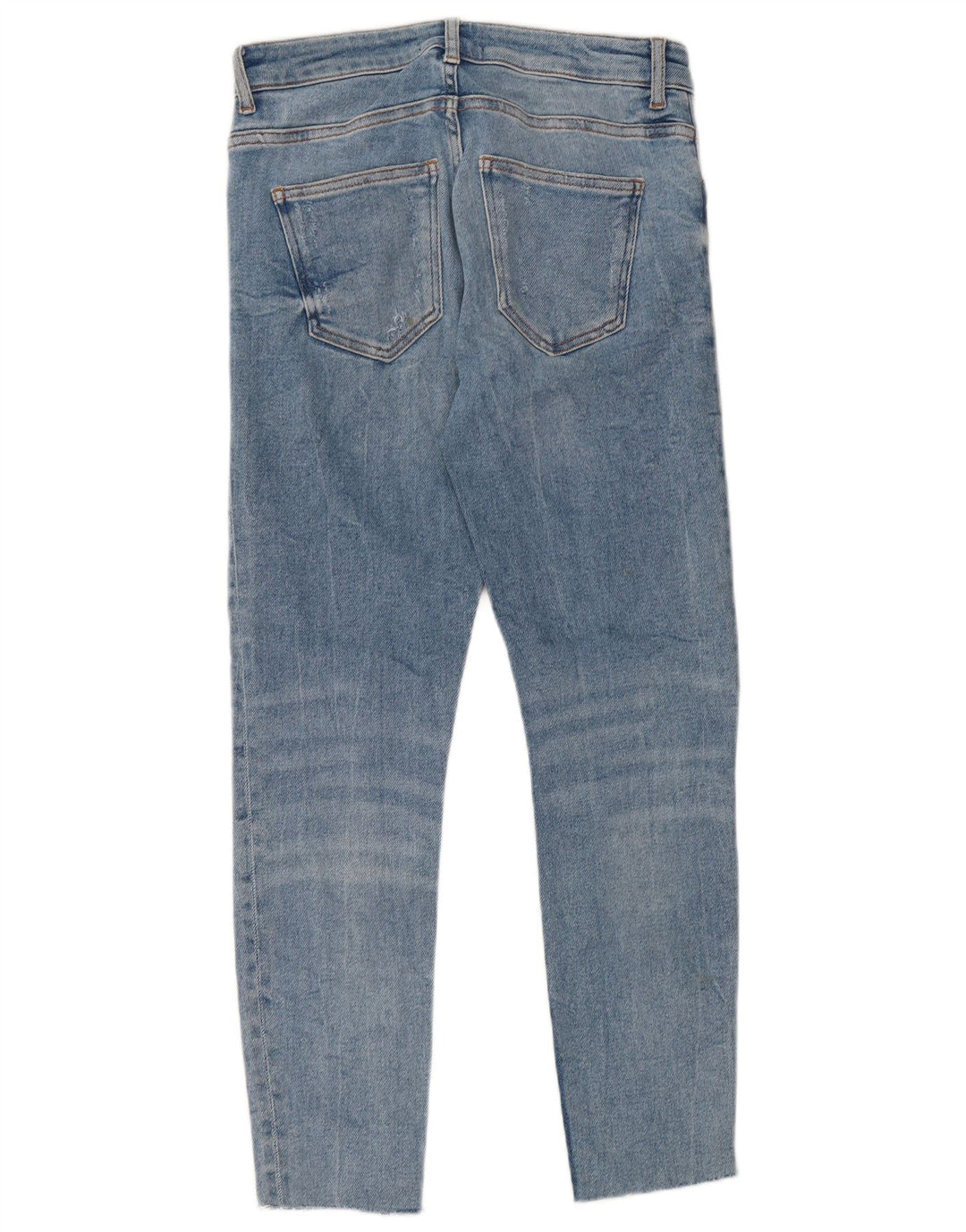 Jeans skinny effetto consumato corto ZARA da donna EU 40 medio W30 L26 cotone blu