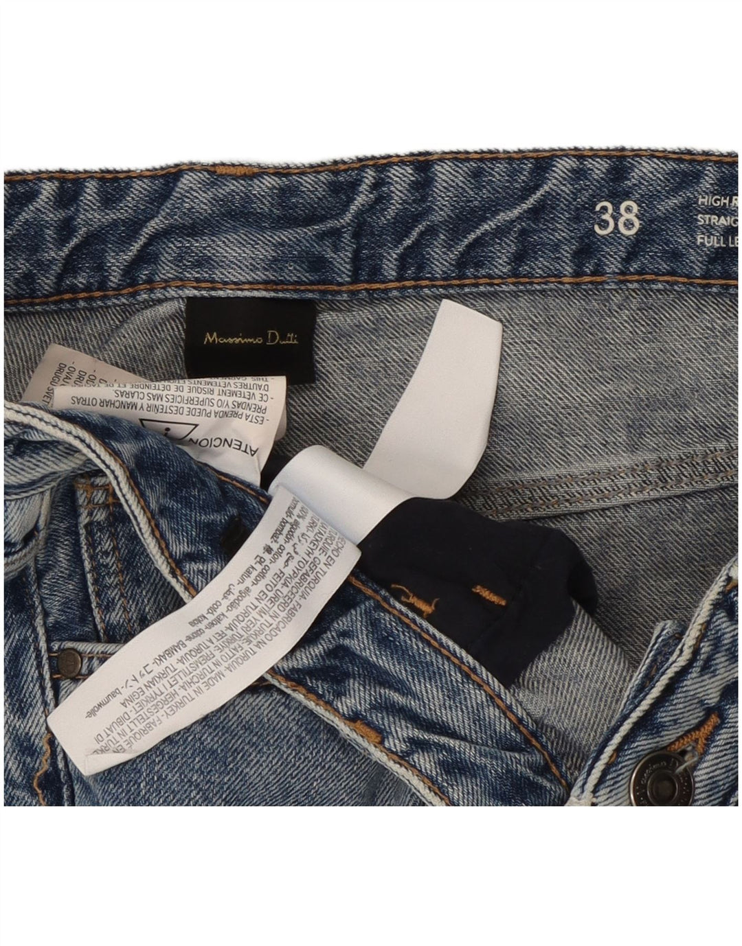 Jeans dritti a vita alta da donna Massimo Dutti EU 38 Small W28 L28 Blu