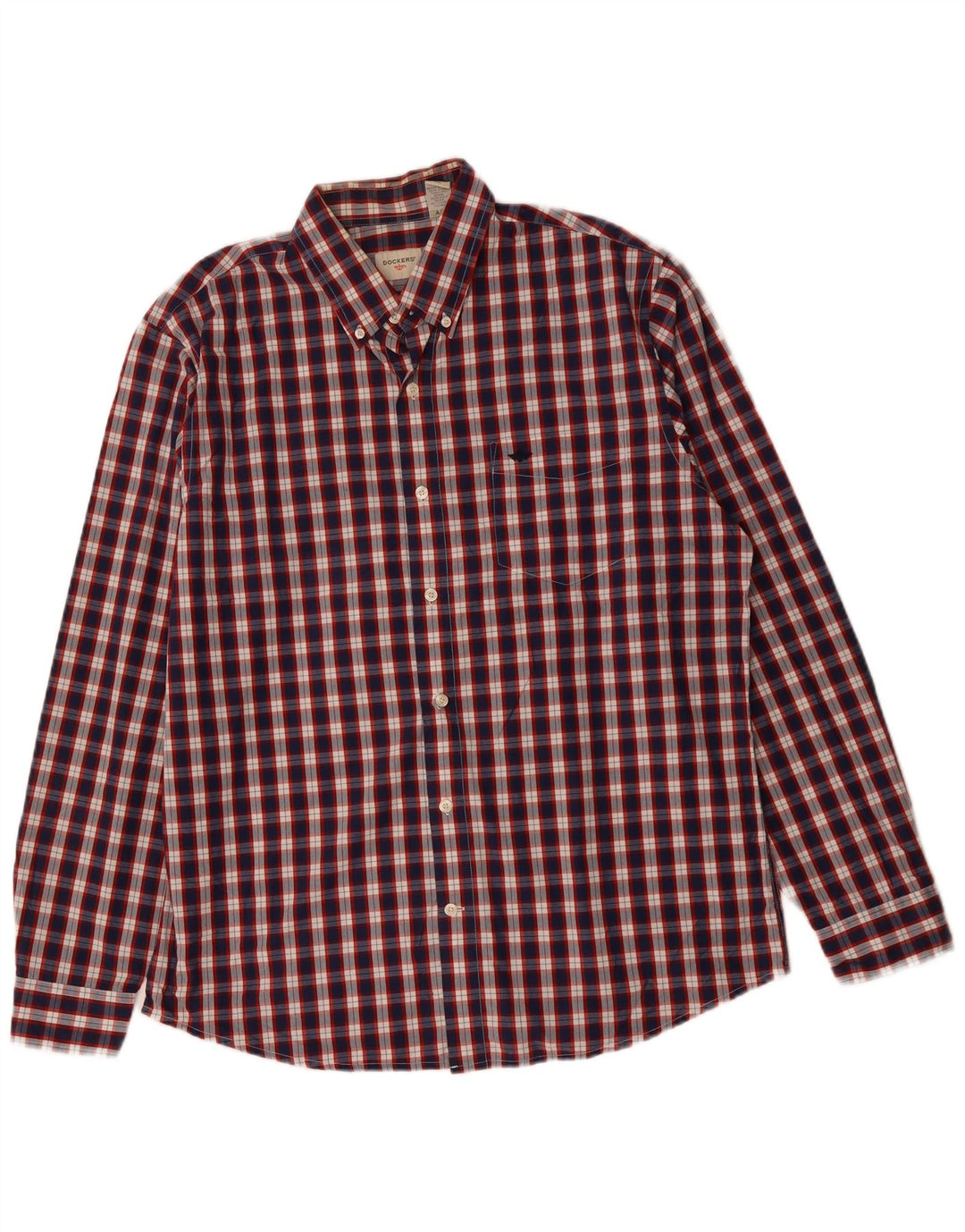 DOCKERS Camicia da uomo in cotone a quadri grandi blu navy