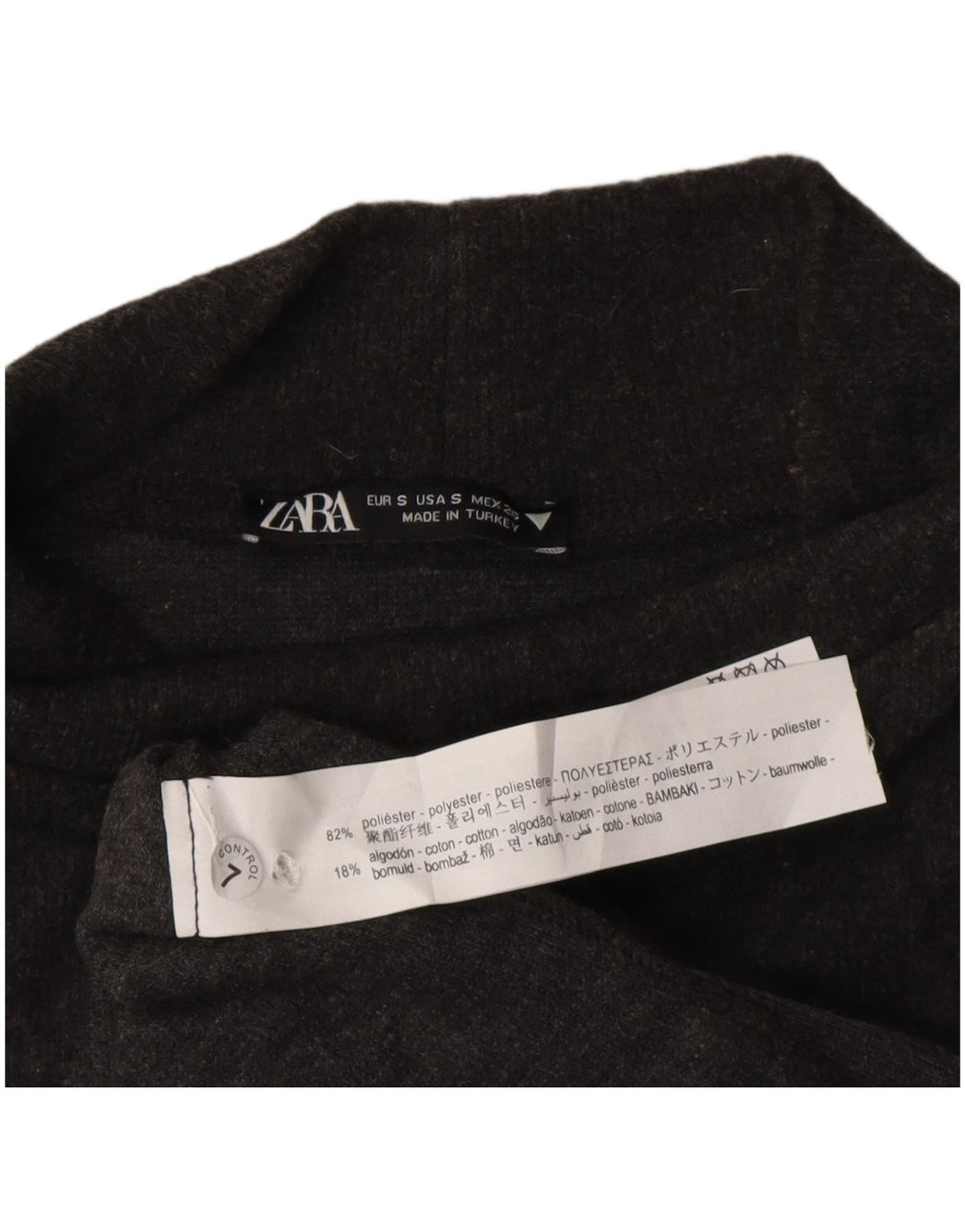 Abito maglione a maniche corte da donna Zara UK 10 piccolo poliestere grigio