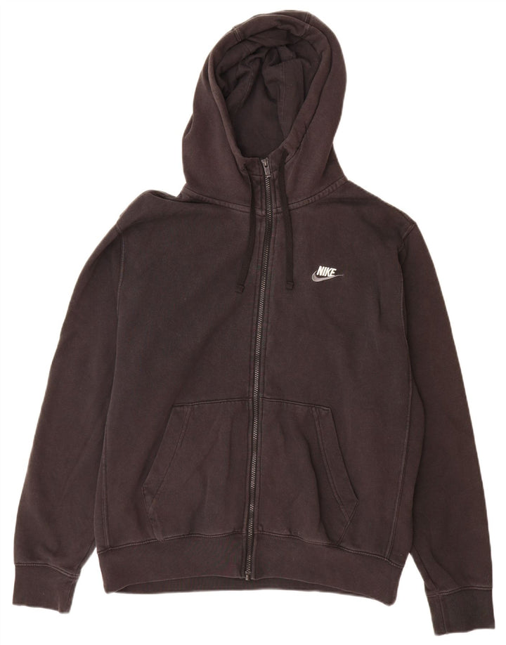 Felpa con cappuccio e zip Nike da uomo in cotone nero medio