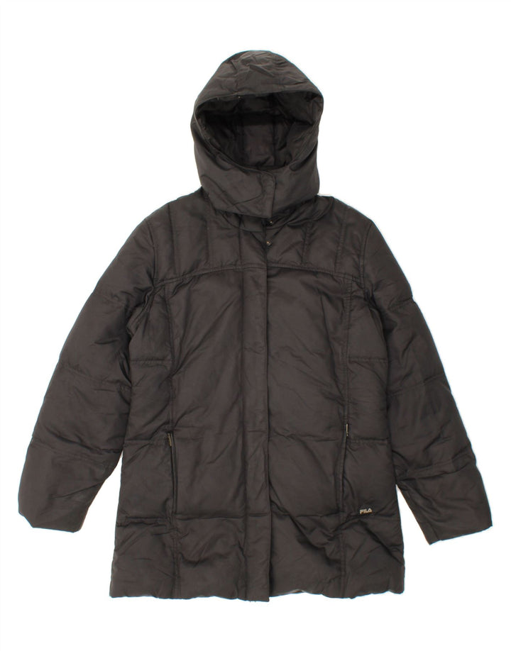 FILA Womens Hooded Padded Jacket IT 44 Medium Black Polyamide Vintage Fila and Second-Hand Fila from Messina Hembry 