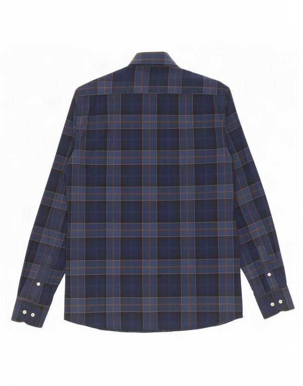 Camicia Barbour da uomo su misura in cotone scozzese blu medio