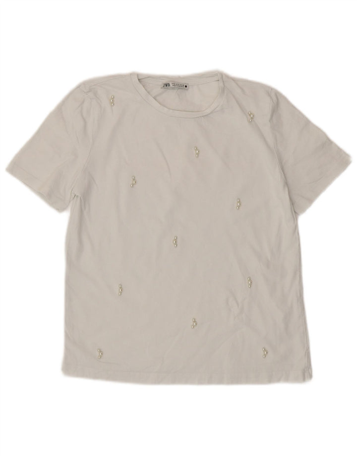T-shirt da donna ZARA Top UK 8 piccola bianca