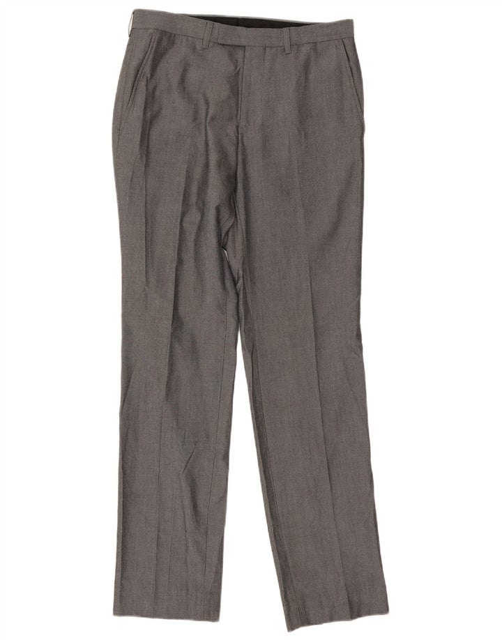 Pantaloni da abito dritti da uomo Marks & Spencer W30 L31 poliestere grigio