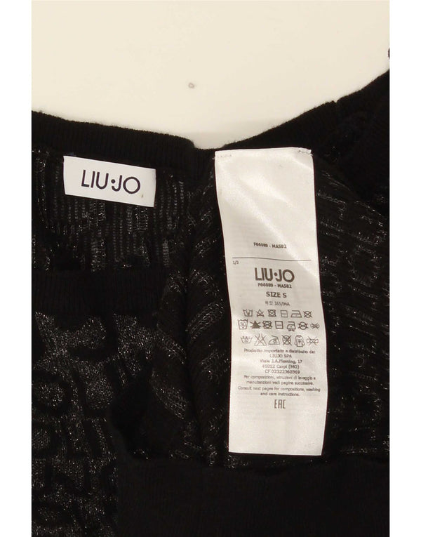 Maglione maglione con scollo a barca con grafica da donna Liu Jo UK 10 piccolo nero