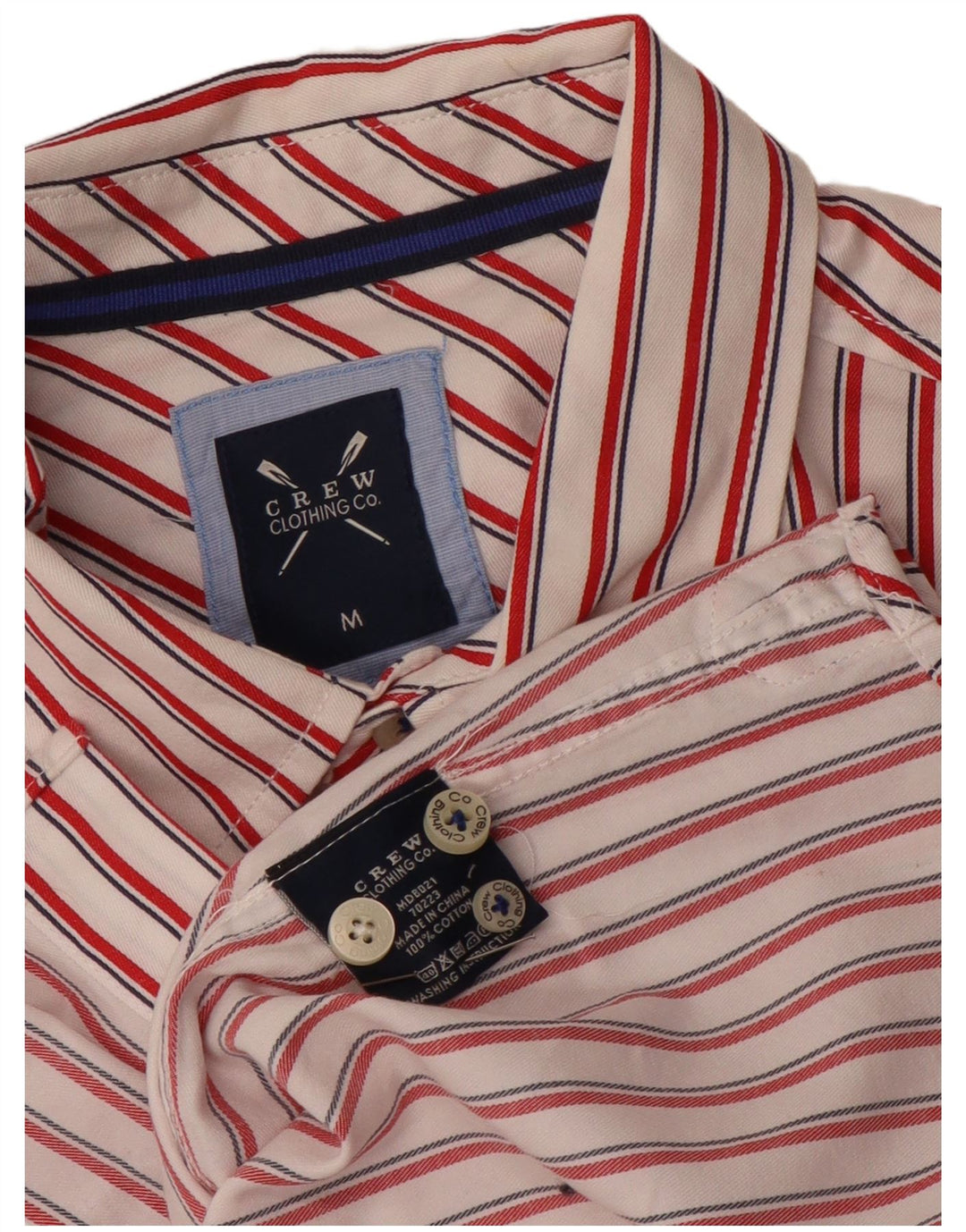 Crew Clothing Camicia da uomo in cotone a righe rosse medie