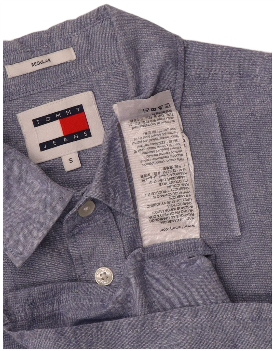 Camicia da uomo Regular Fit Tommy Hilfiger piccola in cotone blu