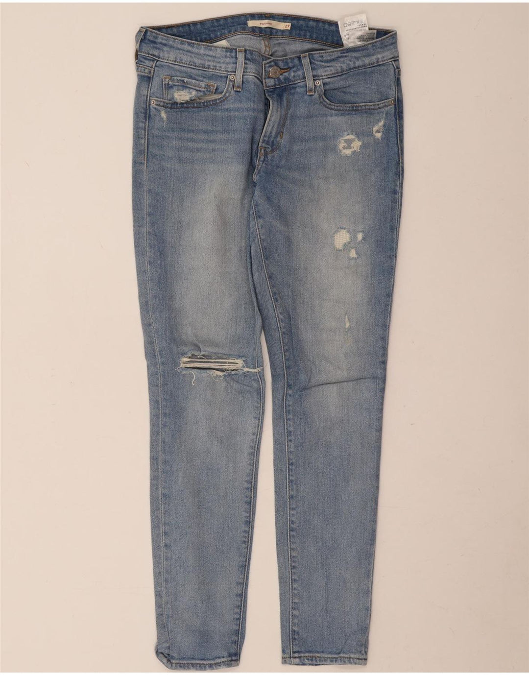 Jeans Levi's da donna 711 slim invecchiati W27 L28 cotone blu