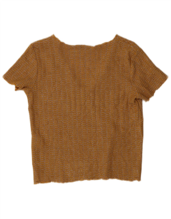 Top corto da donna Zara in camicetta UK 10 piccolo in poliestere chiazzato giallo