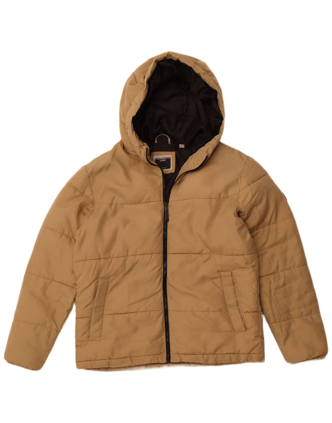 Giacca imbottita con cappuccio da uomo Jack & Jones UK 42 XL Poliestere beige