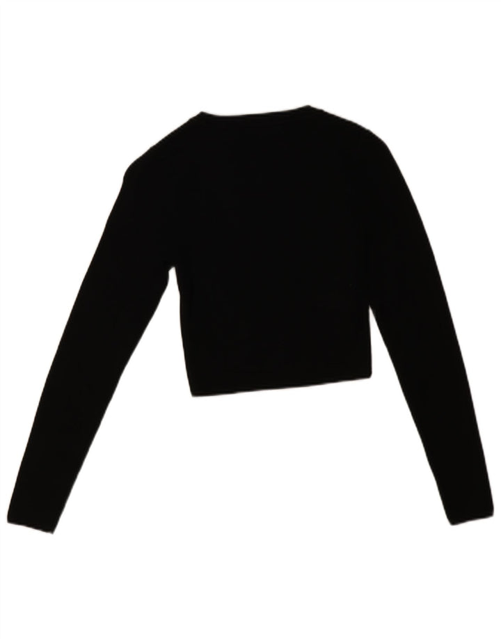Maglione corto girocollo da donna Zara UK10 piccolo in viscosa nera