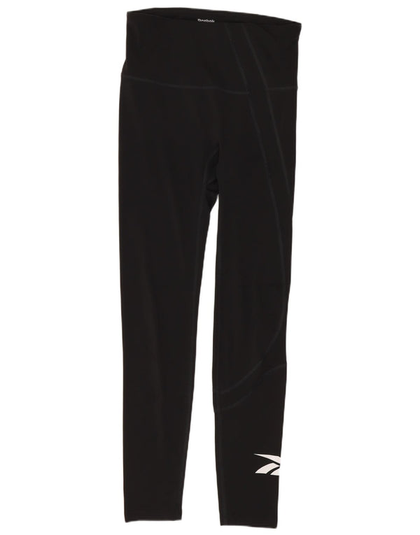 Leggings Reebok Donna UK 8/10 Small Nero Poliestere
