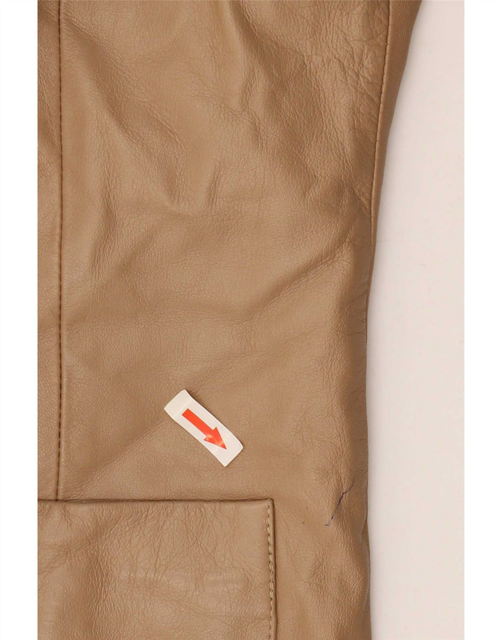 Giacca blazer in pelle vintage da donna a 2 bottoni IT 48 XL Beige