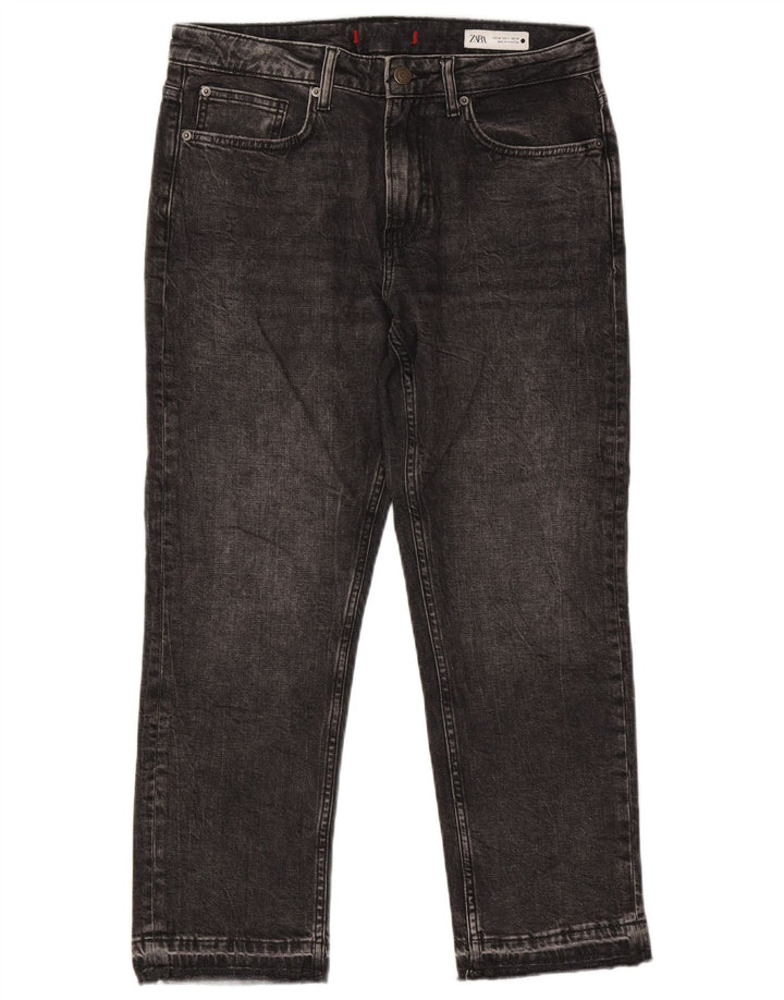 Jeans dritti da donna ZARA EU 38 piccoli W28 L26 neri