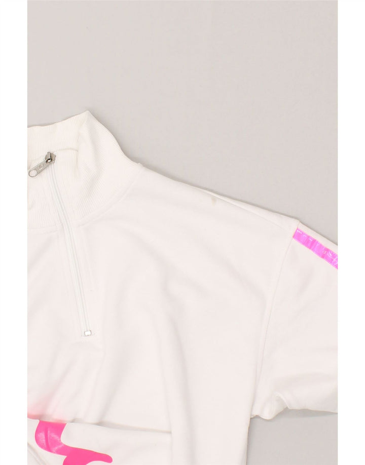 CHAMPION Womens Zip Neck Sweatshirt Jumper UK 10 Small White Cotton Vintage Champion and Second-Hand Champion from Messina Hembry 