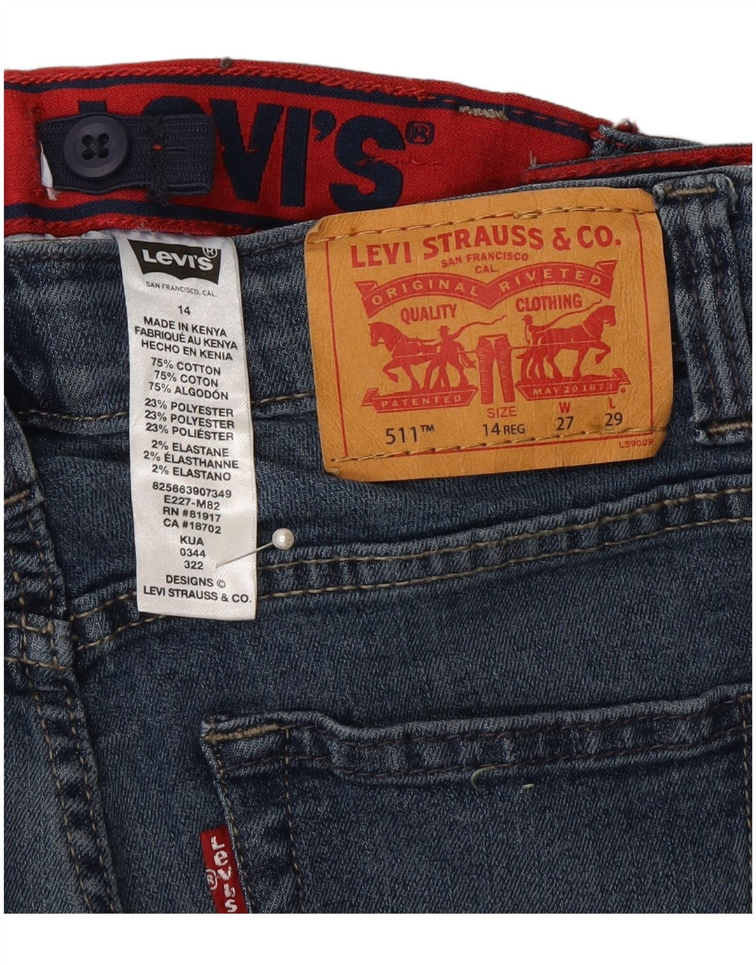 Levi's Ragazzi 511 Jeans Slim 13-14 anni W27 L29 Cotone Blu