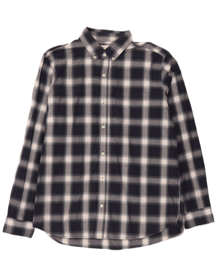 Gap Camicia da uomo con vestibilità standard, grande, in cotone a quadri blu navy
