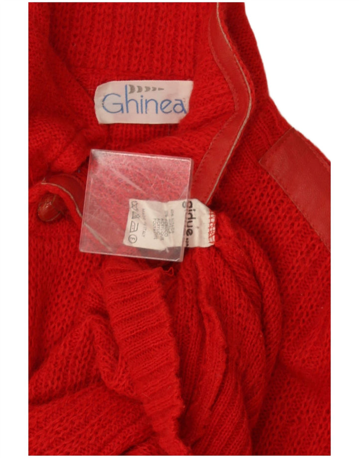 Maglione vintage da uomo con collo alto, grande lana di alpaca rossa