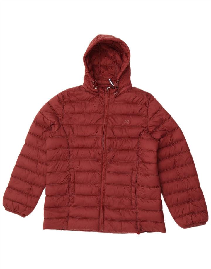 Crew Clothing Giacca imbottita con cappuccio da donna UK 12 Poliammide medio bordeaux
