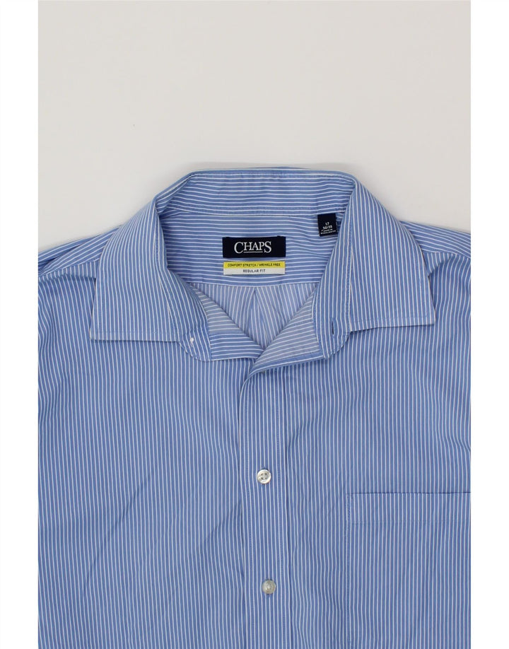 CHAPS Mens Regular Fit Shirt Size 17 XL Blue Pinstripe Cotton Vintage Chaps and Second-Hand Chaps from Messina Hembry 