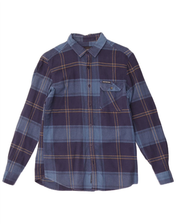 Camicia in flanella slim fit da uomo Calvin Klein poliestere scozzese medio blu navy