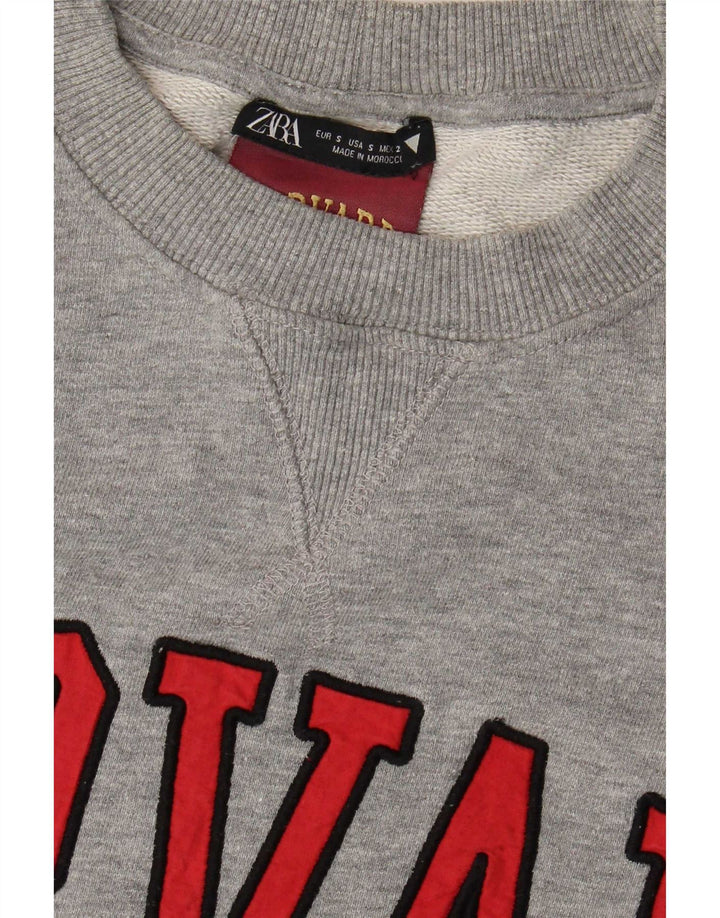 Felpa oversize grafica Zara da donna Harvard, maglione UK 10 piccolo grigio