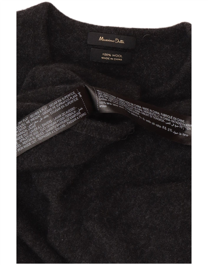 Massimo Dutti Maglione cardigan corto da donna UK 12 Lana grigio medio