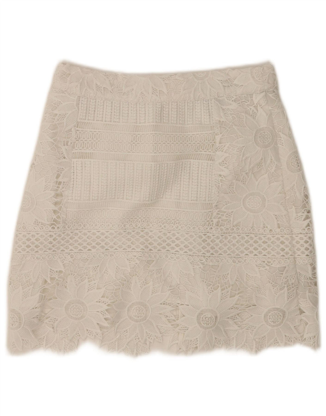 Minigonna da donna Topshop UK 8 piccola W28 poliestere floreale bianco