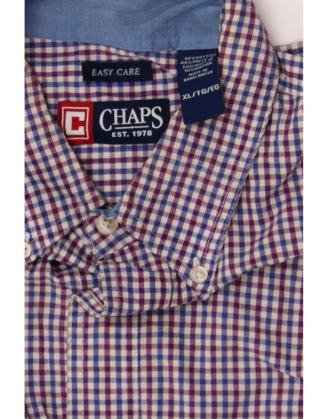 Camicia da uomo Chaps XL in cotone a quadretti blu