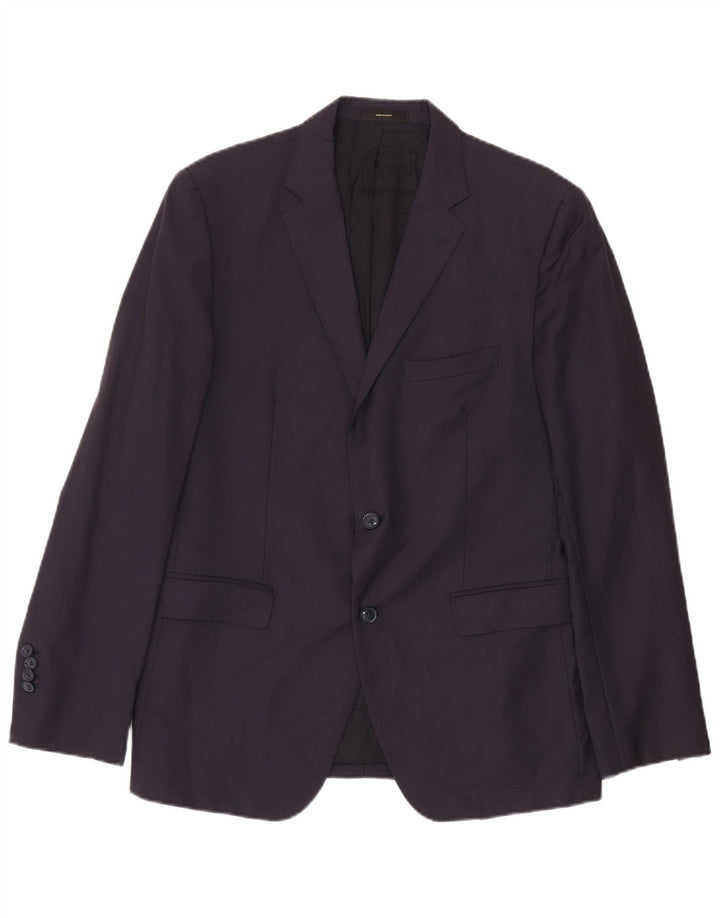 Giacca blazer da uomo a 2 bottoni Massimo Dutti EU 52 Large in lana blu navy