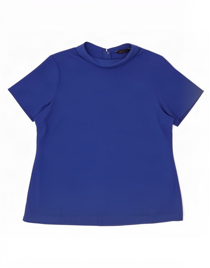 Top camicetta da donna Marks & Spencer UK 16 grande poliestere blu